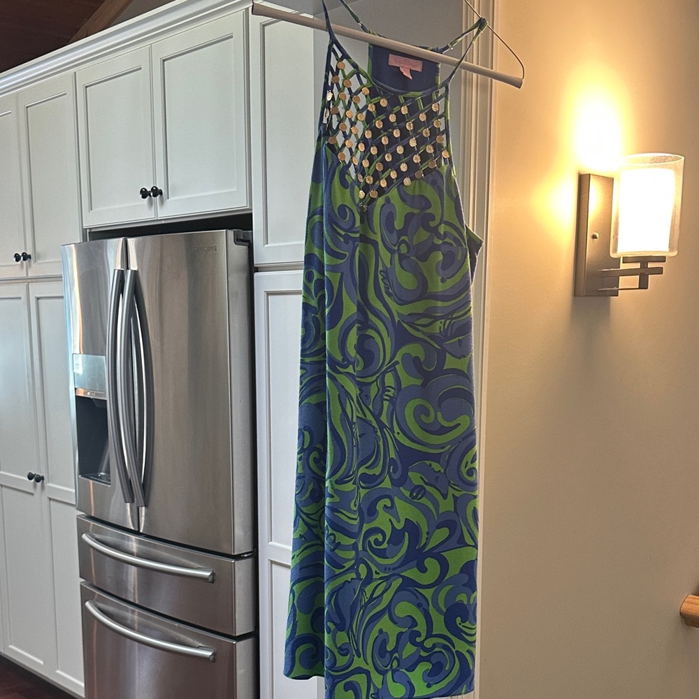 Lilly Pulitzer Blue and Green Swirl Dress